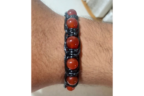 دستبند عقیق سرخ اصل چرم بافت